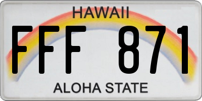 HI license plate FFF871
