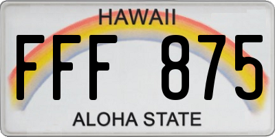 HI license plate FFF875