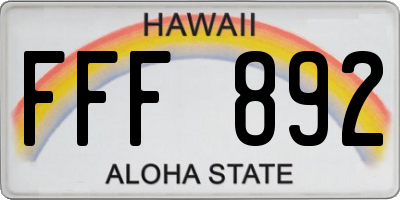 HI license plate FFF892