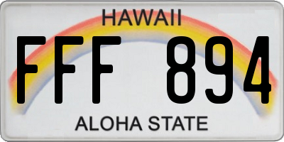 HI license plate FFF894