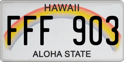 HI license plate FFF903