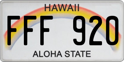 HI license plate FFF920
