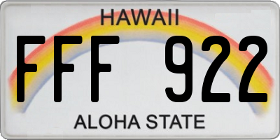 HI license plate FFF922