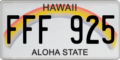 HI license plate FFF925