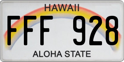 HI license plate FFF928