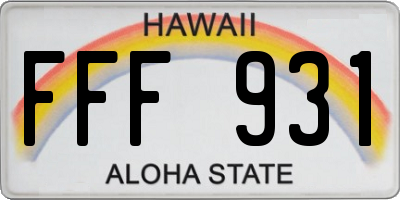 HI license plate FFF931