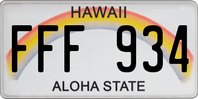 HI license plate FFF934
