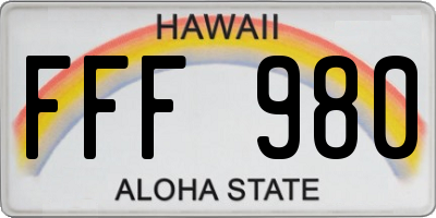 HI license plate FFF980