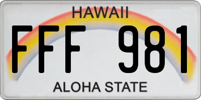 HI license plate FFF981