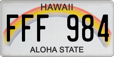 HI license plate FFF984