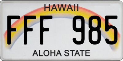 HI license plate FFF985