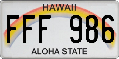 HI license plate FFF986