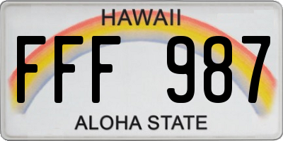 HI license plate FFF987