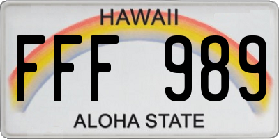 HI license plate FFF989