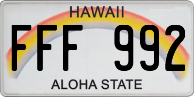 HI license plate FFF992