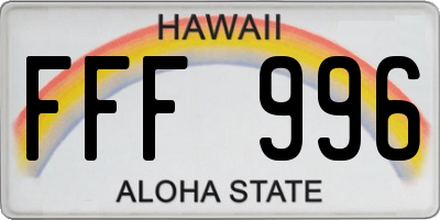 HI license plate FFF996