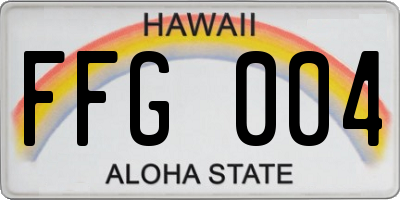 HI license plate FFG004