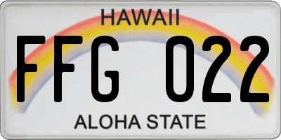 HI license plate FFG022