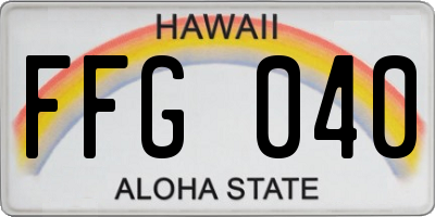 HI license plate FFG040