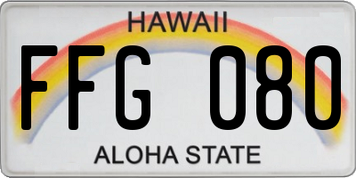 HI license plate FFG080
