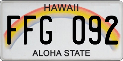 HI license plate FFG092