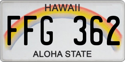 HI license plate FFG362