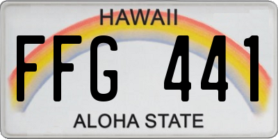HI license plate FFG441