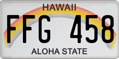 HI license plate FFG458