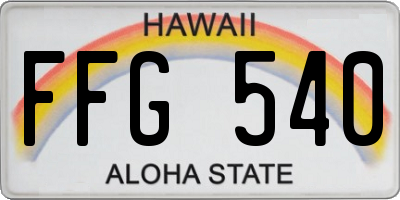 HI license plate FFG540