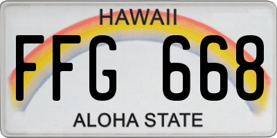 HI license plate FFG668