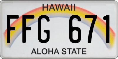 HI license plate FFG671