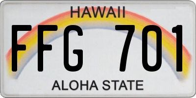 HI license plate FFG701