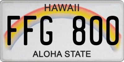 HI license plate FFG800