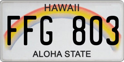 HI license plate FFG803