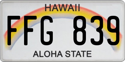 HI license plate FFG839