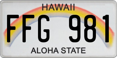 HI license plate FFG981