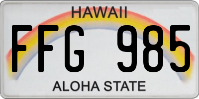 HI license plate FFG985