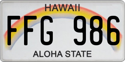 HI license plate FFG986