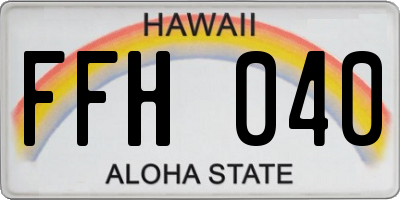 HI license plate FFH040