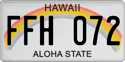 HI license plate FFH072