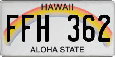 HI license plate FFH362