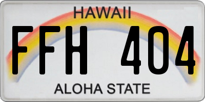 HI license plate FFH404