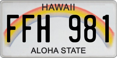 HI license plate FFH981