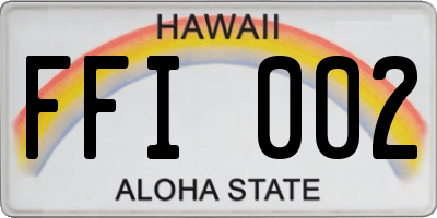 HI license plate FFI002