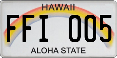 HI license plate FFI005