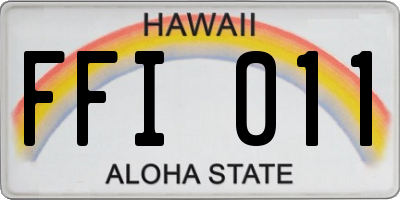 HI license plate FFI011