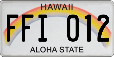HI license plate FFI012