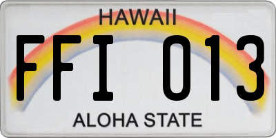 HI license plate FFI013
