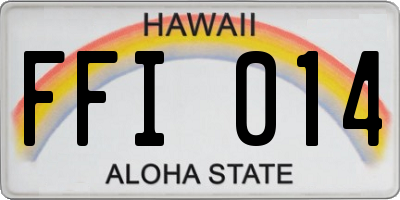 HI license plate FFI014