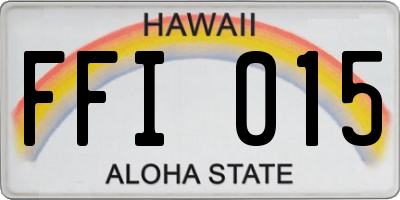 HI license plate FFI015